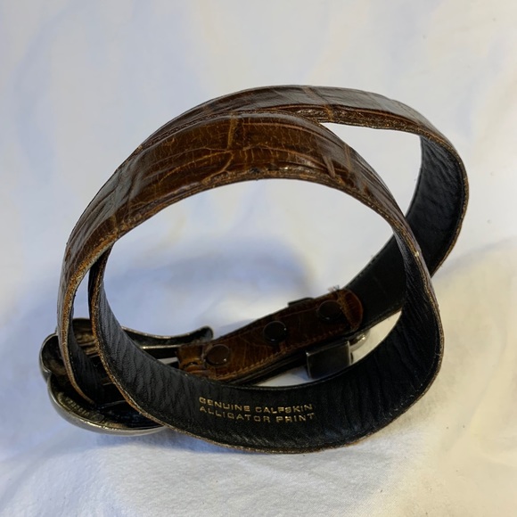 VICENZA Sport tan croc embossed leather belt 28 main image 11